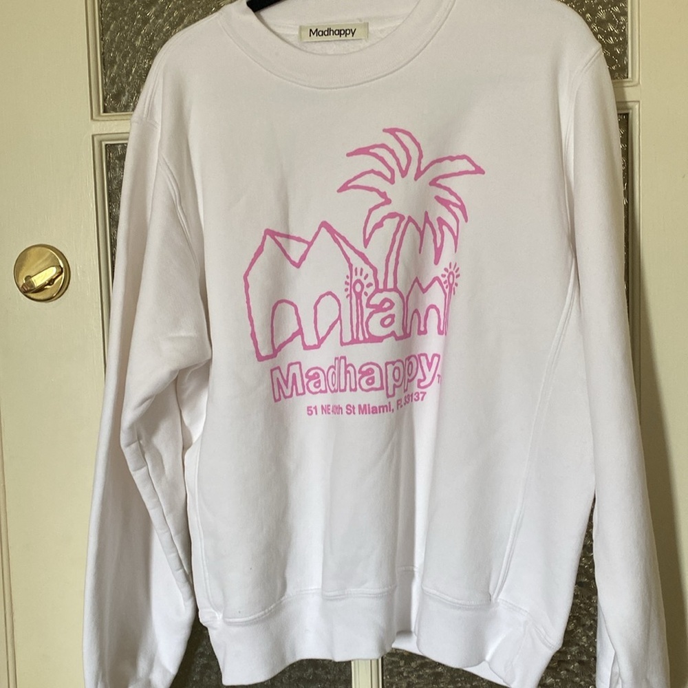 NWOT Madhappy x Miami White Crewneck in Size Unisex Medium